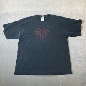 VTG Gildan Heavy Cotton Graphic T Shirt Black Red Logo Mens XL